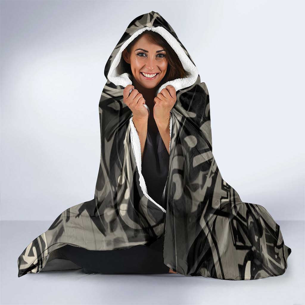 52th Anniversary Of Hiphop Celebration Hooded Blanket with Praying Angel Graphic and Urban Graffiti Background - Wonder Print Shop