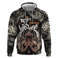 52th Anniversary Of Hiphop Celebration Hoodie with Praying Angel Graphic and Urban Graffiti Background - Wonder Print Shop