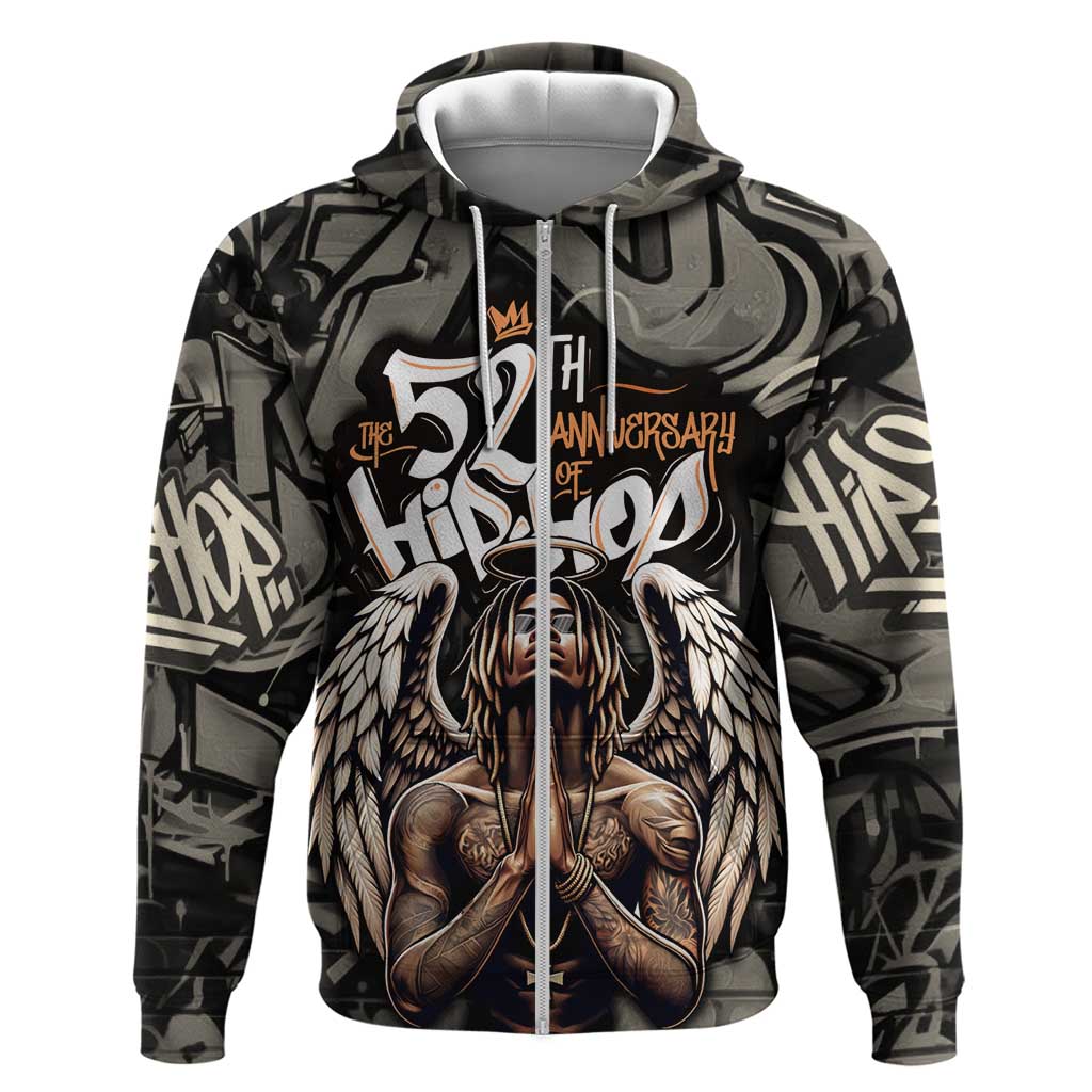 52th Anniversary Of Hiphop Celebration Hoodie with Praying Angel Graphic and Urban Graffiti Background - Wonder Print Shop