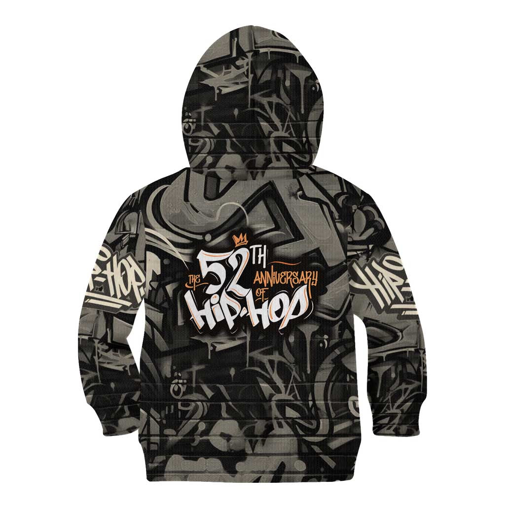 52th Anniversary Of Hiphop Celebration Kid Hoodie with Praying Angel Graphic and Urban Graffiti Background - Wonder Print Shop