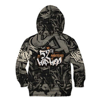 52th Anniversary Of Hiphop Celebration Kid Hoodie with Praying Angel Graphic and Urban Graffiti Background - Wonder Print Shop
