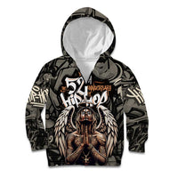 52th Anniversary Of Hiphop Celebration Kid Hoodie with Praying Angel Graphic and Urban Graffiti Background - Wonder Print Shop