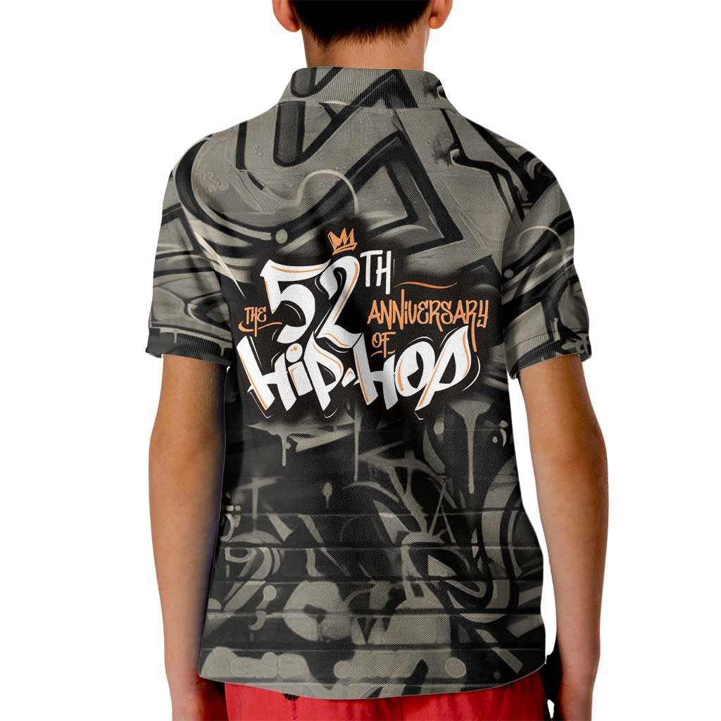 52th Anniversary Of Hiphop Celebration Kid Polo Shirt with Praying Angel Graphic and Urban Graffiti Background - Wonder Print Shop