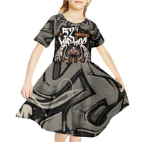 52th Anniversary Of Hiphop Celebration Kid Short Sleeve Dress with Praying Angel Graphic and Urban Graffiti Background - Wonder Print Shop