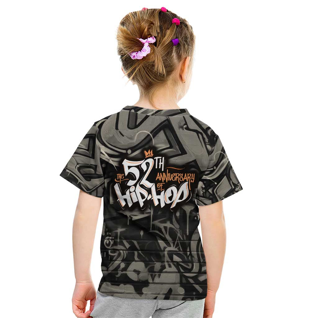 52th Anniversary Of Hiphop Celebration Kid T Shirt with Praying Angel Graphic and Urban Graffiti Background - Wonder Print Shop