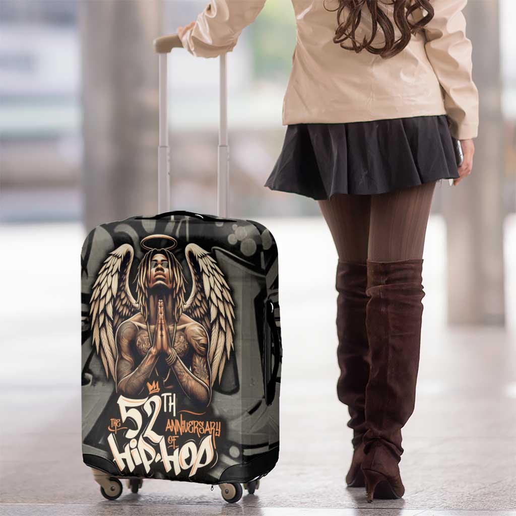 52th Anniversary Of Hiphop Celebration Luggage Cover with Praying Angel Graphic and Urban Graffiti Background - Wonder Print Shop