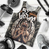 52th Anniversary Of Hiphop Celebration Men Tank Top with Praying Angel Graphic and Urban Graffiti Background - Wonder Print Shop