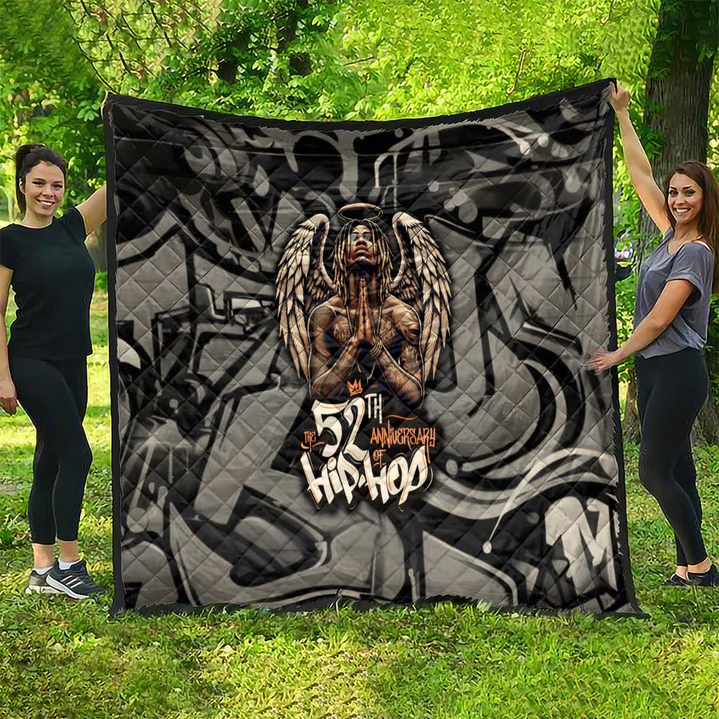 52th Anniversary Of Hiphop Celebration Quilt with Praying Angel Graphic and Urban Graffiti Background - Wonder Print Shop