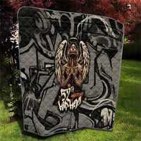 52th Anniversary Of Hiphop Celebration Quilt with Praying Angel Graphic and Urban Graffiti Background - Wonder Print Shop