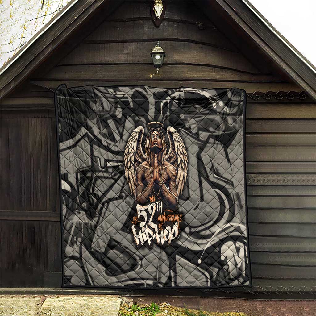 52th Anniversary Of Hiphop Celebration Quilt with Praying Angel Graphic and Urban Graffiti Background - Wonder Print Shop