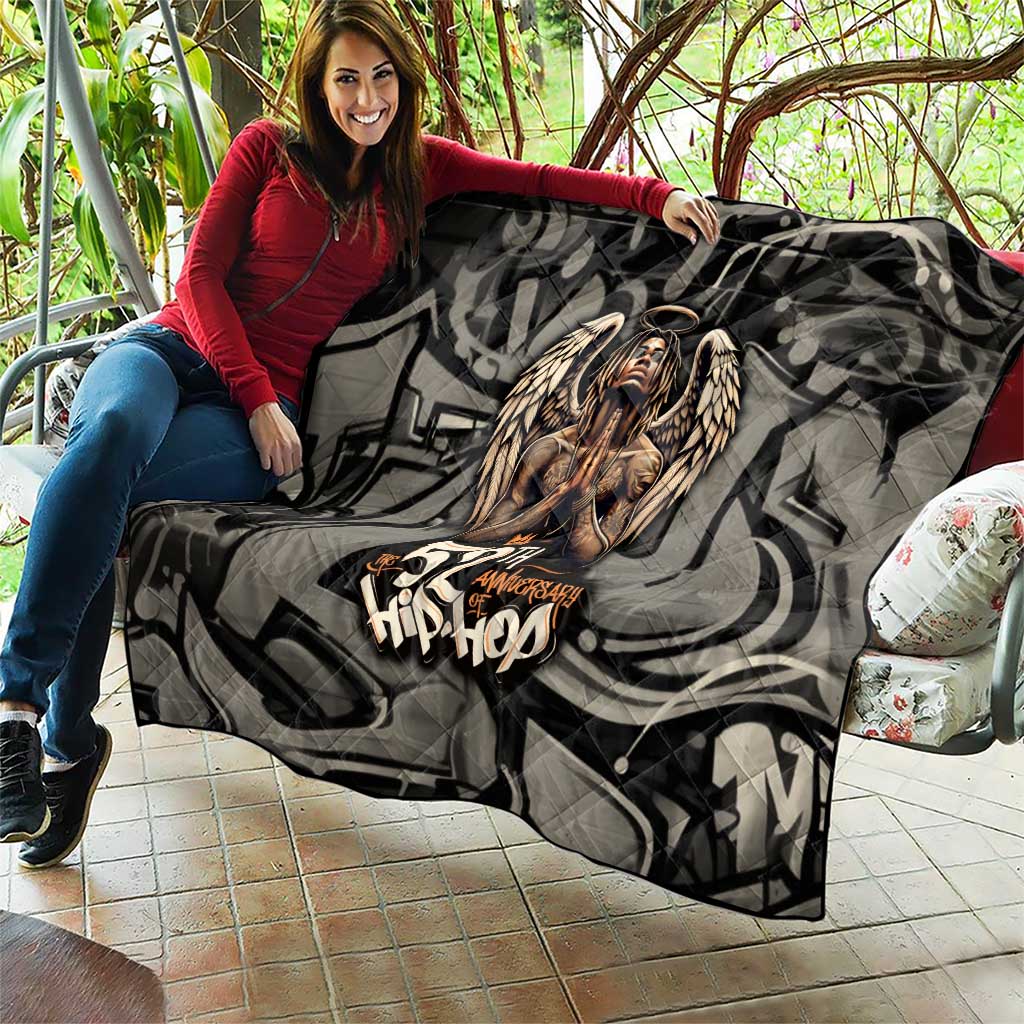 52th Anniversary Of Hiphop Celebration Quilt with Praying Angel Graphic and Urban Graffiti Background - Wonder Print Shop