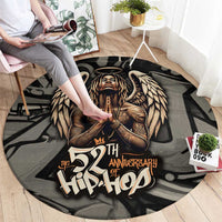 52th Anniversary Of Hiphop Celebration Round Carpet with Praying Angel Graphic and Urban Graffiti Background - Wonder Print Shop