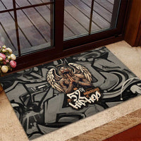 52th Anniversary Of Hiphop Celebration Rubber Doormat with Praying Angel Graphic and Urban Graffiti Background - Wonder Print Shop