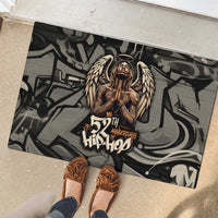 52th Anniversary Of Hiphop Celebration Rubber Doormat with Praying Angel Graphic and Urban Graffiti Background - Wonder Print Shop