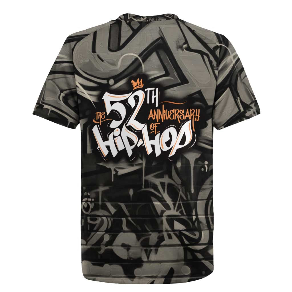 52th Anniversary Of Hiphop Celebration Rugby Jersey with Praying Angel Graphic and Urban Graffiti Background - Wonder Print Shop