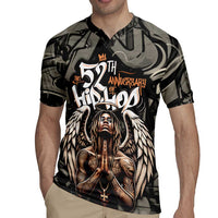 52th Anniversary Of Hiphop Celebration Rugby Jersey with Praying Angel Graphic and Urban Graffiti Background - Wonder Print Shop