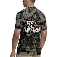 52th Anniversary Of Hiphop Celebration Rugby Jersey with Praying Angel Graphic and Urban Graffiti Background - Wonder Print Shop