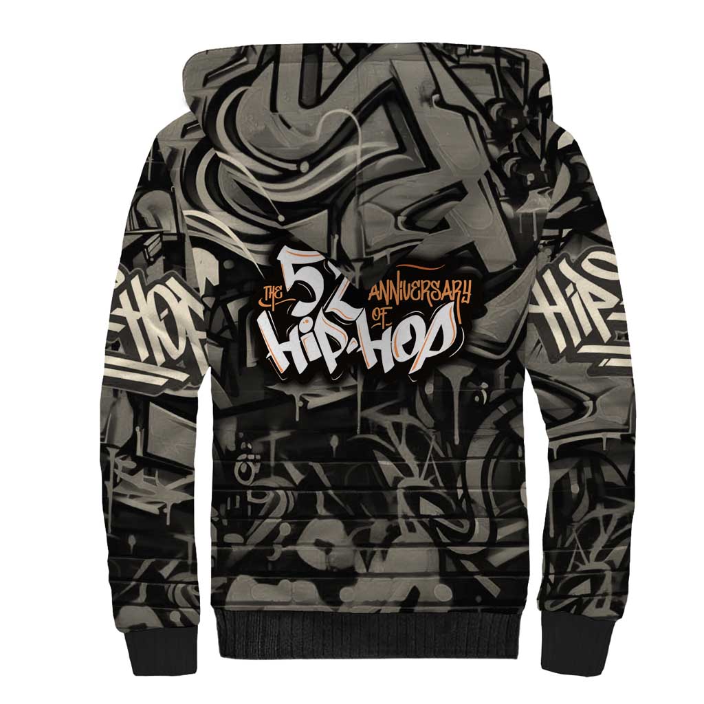 52th Anniversary Of Hiphop Celebration Sherpa Hoodie with Praying Angel Graphic and Urban Graffiti Background - Wonder Print Shop