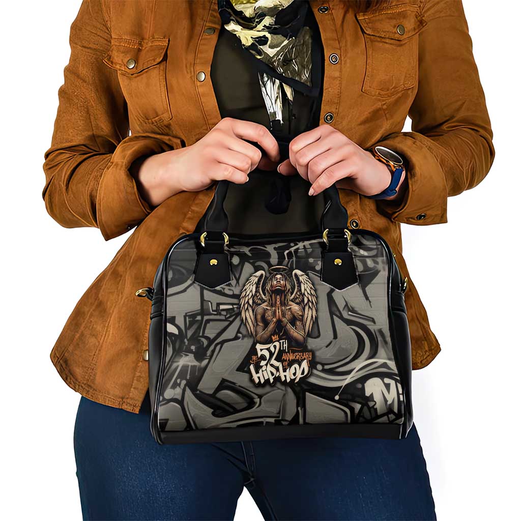 52th Anniversary Of Hiphop Celebration Shoulder Handbag with Praying Angel Graphic and Urban Graffiti Background - Wonder Print Shop