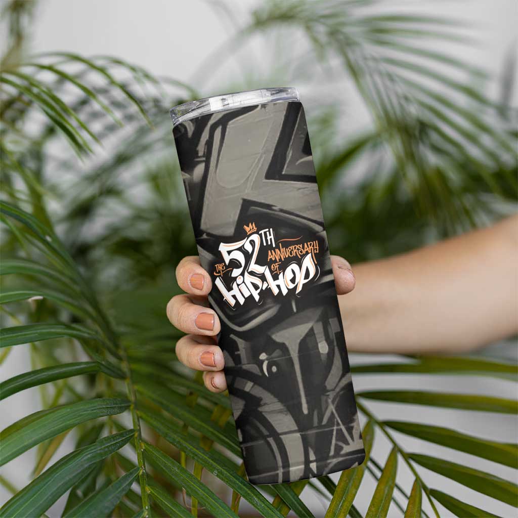 52th Anniversary Of Hiphop Celebration Skinny Tumbler with Praying Angel Graphic and Urban Graffiti Background - Wonder Print Shop