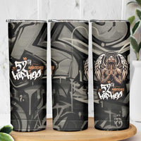 52th Anniversary Of Hiphop Celebration Skinny Tumbler with Praying Angel Graphic and Urban Graffiti Background - Wonder Print Shop