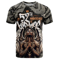 52th Anniversary Of Hiphop Celebration T Shirt with Praying Angel Graphic and Urban Graffiti Background - Wonder Print Shop