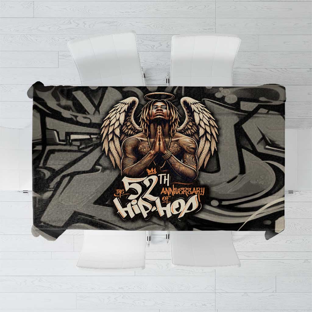 52th Anniversary Of Hiphop Celebration Tablecloth with Praying Angel Graphic and Urban Graffiti Background - Wonder Print Shop