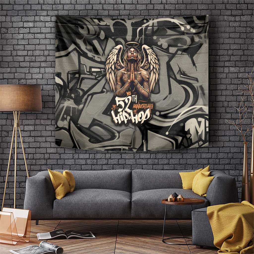 52th Anniversary Of Hiphop Celebration Tapestry with Praying Angel Graphic and Urban Graffiti Background - Wonder Print Shop