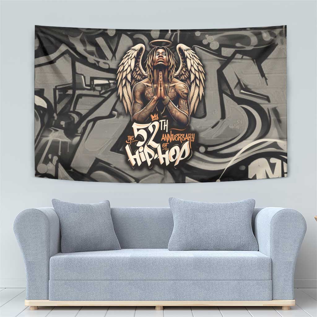 52th Anniversary Of Hiphop Celebration Tapestry with Praying Angel Graphic and Urban Graffiti Background - Wonder Print Shop