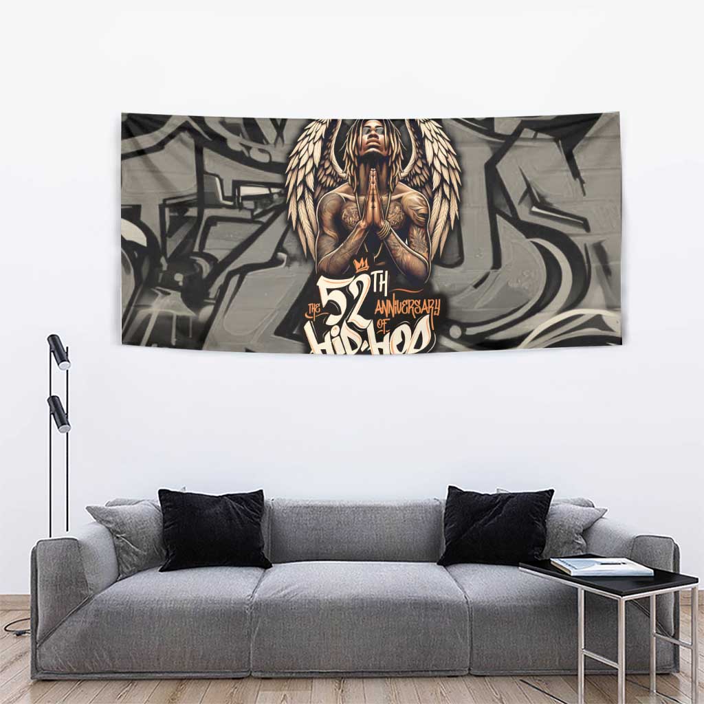 52th Anniversary Of Hiphop Celebration Tapestry with Praying Angel Graphic and Urban Graffiti Background - Wonder Print Shop