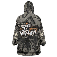 52th Anniversary Of Hiphop Celebration Wearable Blanket Hoodie with Praying Angel Graphic and Urban Graffiti Background - Wonder Print Shop