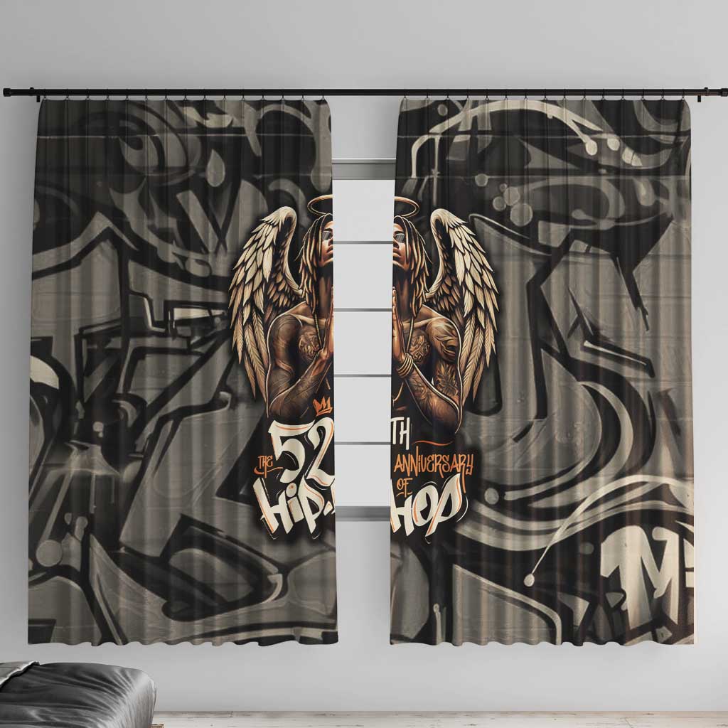 52th Anniversary Of Hiphop Celebration Window Curtain with Praying Angel Graphic and Urban Graffiti Background - Wonder Print Shop