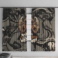 52th Anniversary Of Hiphop Celebration Window Curtain with Praying Angel Graphic and Urban Graffiti Background - Wonder Print Shop