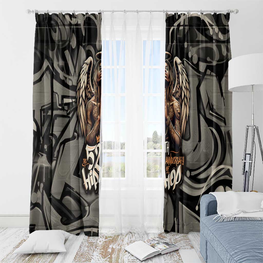 52th Anniversary Of Hiphop Celebration Window Curtain with Praying Angel Graphic and Urban Graffiti Background - Wonder Print Shop