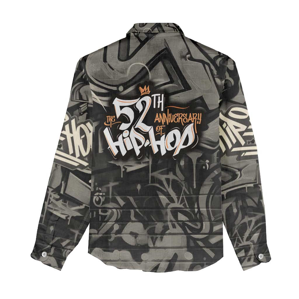52th Anniversary Of Hiphop Celebration Women Casual Shirt with Praying Angel Graphic and Urban Graffiti Background - Wonder Print Shop
