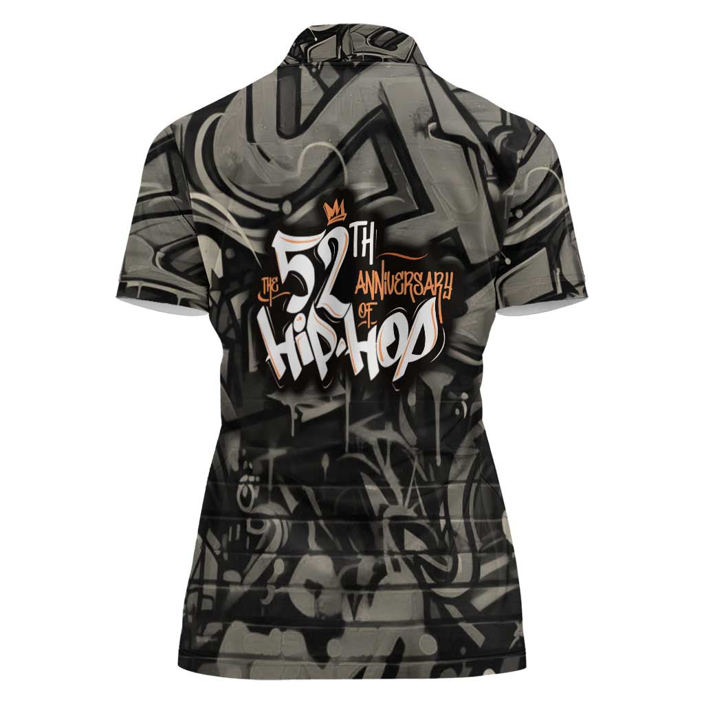 52th Anniversary Of Hiphop Celebration Women Polo Shirt with Praying Angel Graphic and Urban Graffiti Background - Wonder Print Shop