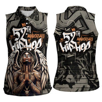 52th Anniversary Of Hiphop Celebration Women Sleeveless Polo Shirt with Praying Angel Graphic and Urban Graffiti Background - Wonder Print Shop