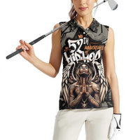 52th Anniversary Of Hiphop Celebration Women Sleeveless Polo Shirt with Praying Angel Graphic and Urban Graffiti Background - Wonder Print Shop
