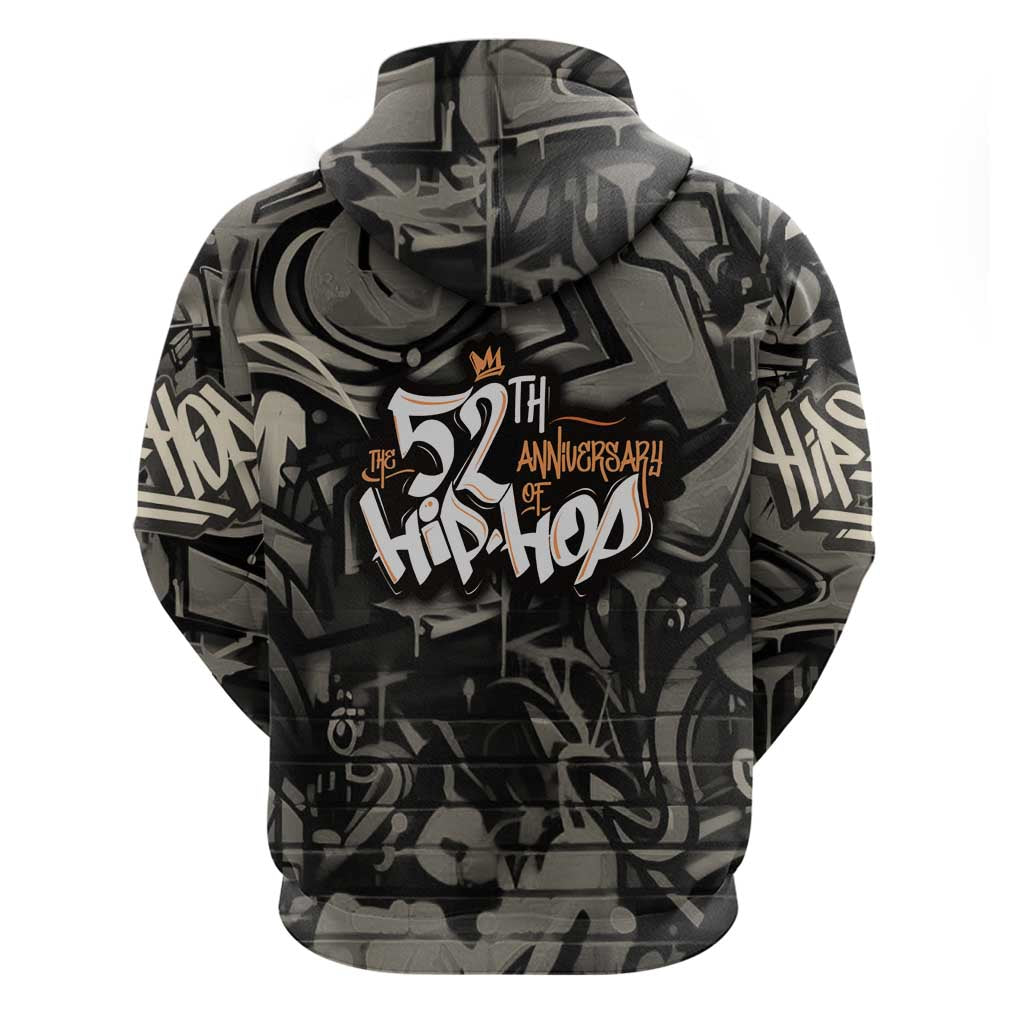 52th Anniversary Of Hiphop Celebration Zip Hoodie with Praying Angel Graphic and Urban Graffiti Background - Wonder Print Shop