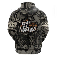 52th Anniversary Of Hiphop Celebration Zip Hoodie with Praying Angel Graphic and Urban Graffiti Background - Wonder Print Shop