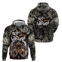52th Anniversary Of Hiphop Celebration Zip Hoodie with Praying Angel Graphic and Urban Graffiti Background - Wonder Print Shop