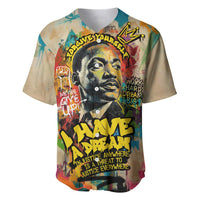 Martin Luther King Graffiti Style Graphic Baseball Jersey with Colorful Spray Paint Quotes and Crown Detail - Wonder Print Shop