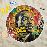 Martin Luther King Graffiti Style Graphic Beach Blanket with Colorful Spray Paint Quotes and Crown Detail - Wonder Print Shop