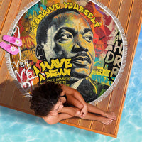 Martin Luther King Graffiti Style Graphic Beach Blanket with Colorful Spray Paint Quotes and Crown Detail - Wonder Print Shop