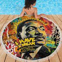 Martin Luther King Graffiti Style Graphic Beach Blanket with Colorful Spray Paint Quotes and Crown Detail - Wonder Print Shop