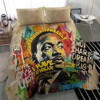 Martin Luther King Graffiti Style Graphic Bedding Set with Colorful Spray Paint Quotes and Crown Detail - Wonder Print Shop