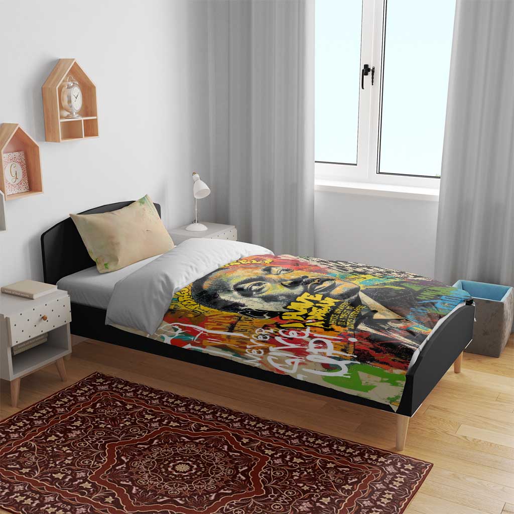 Martin Luther King Graffiti Style Graphic Bedding Set with Colorful Spray Paint Quotes and Crown Detail - Wonder Print Shop