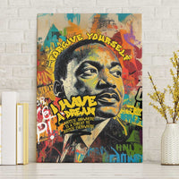 Martin Luther King Graffiti Style Graphic Canvas Wall Art with Colorful Spray Paint Quotes and Crown Detail - Wonder Print Shop