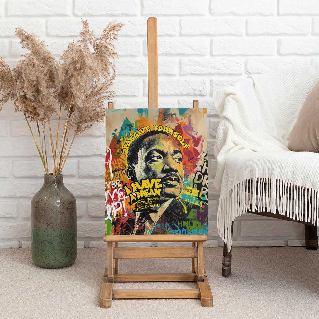 Martin Luther King Graffiti Style Graphic Canvas Wall Art with Colorful Spray Paint Quotes and Crown Detail - Wonder Print Shop