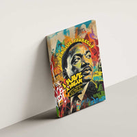 Martin Luther King Graffiti Style Graphic Canvas Wall Art with Colorful Spray Paint Quotes and Crown Detail - Wonder Print Shop